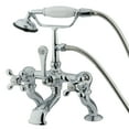 thumbnail image 1 of Kingston Brass CC416T1 Vintage 7" Center Deck-Mount Clawfoot Tub Faucet with Hand Shower, Polished Chrome, 1 of 5