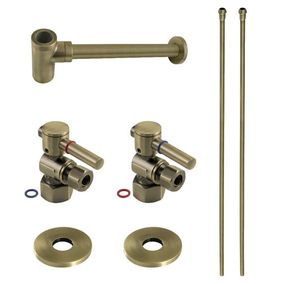 Kingston Brass CC43103DLLKB40 Trimscape Modern Plumbing Sink Trim Kit with Bottle Trap, Antique Brass
