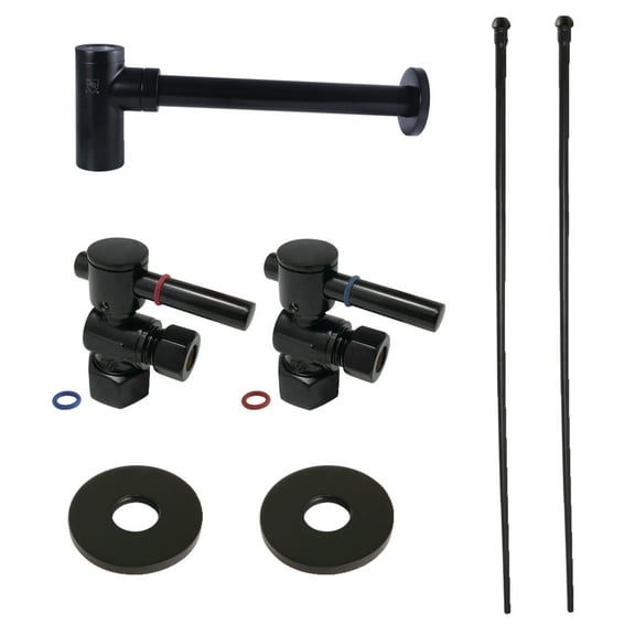 Kingston Brass CC43100DLLKB40 Trimscape Modern Plumbing Sink Trim Kit with Bottle Trap in Matte Black