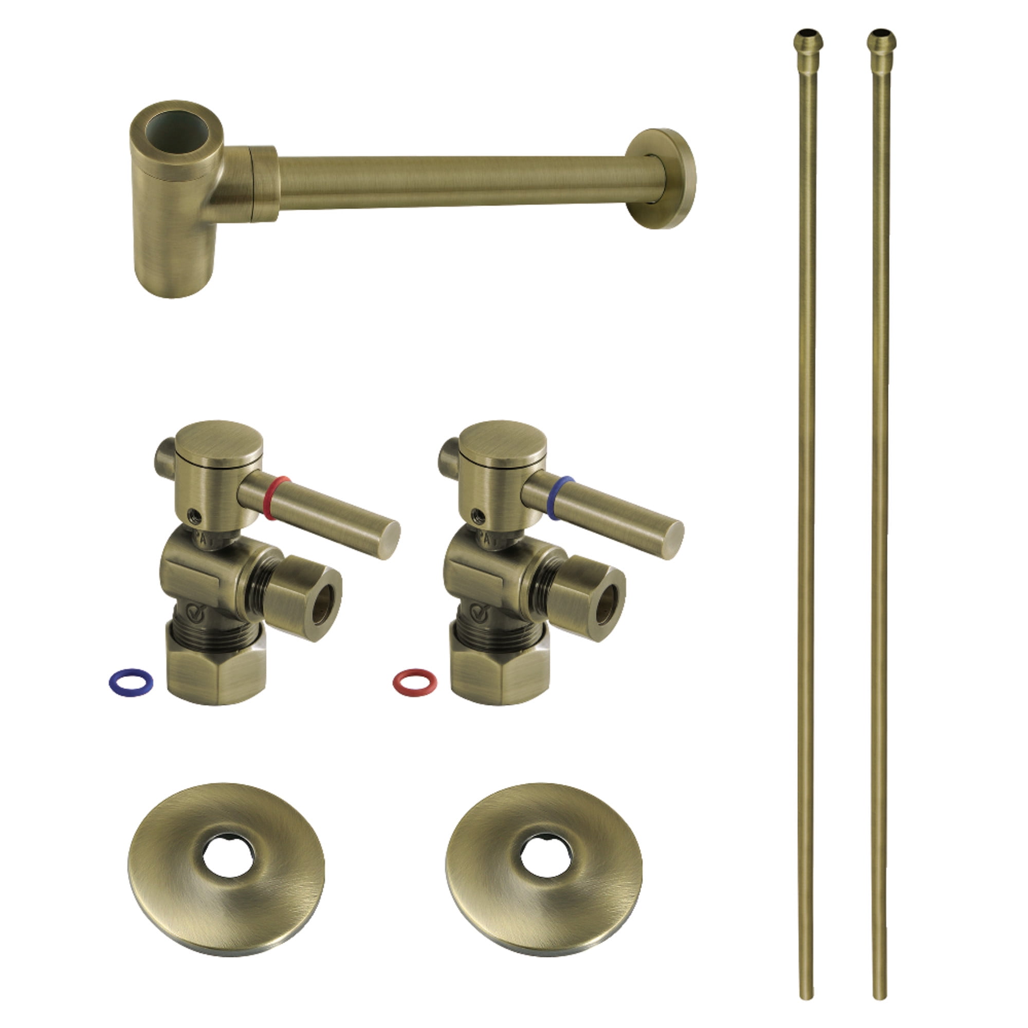Kingston Brass CC53303DLLKB40 Trimscape Modern Plumbing Sink Trim Kit with Bottle Trap in Antique Brass