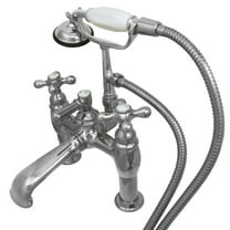 Kingston Brass CC610T1 Vintage 7" Center Deck-Mount Clawfoot Tub Faucet with Hand Shower, Polished Chrome