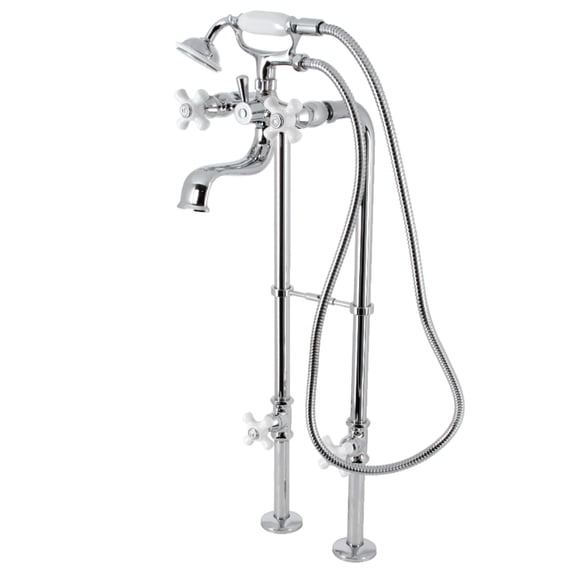 Kingston Brass CCK226PXK1 Kingston Freestanding Clawfoot Tub Faucet Package with Supply Line, Polished Chrome
