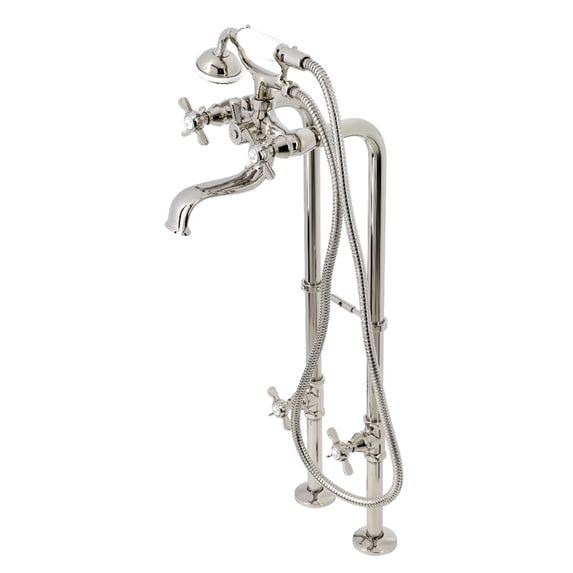 Kingston Brass CCK246K6 Essex Freestanding Clawfoot Tub Faucet Package with Supply Line, Polished Nickel