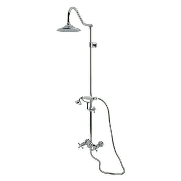 Kingston Brass CCK3661AX Kingston Wall Mount Rain Drop Shower System with Hand Shower, Polished Chrome