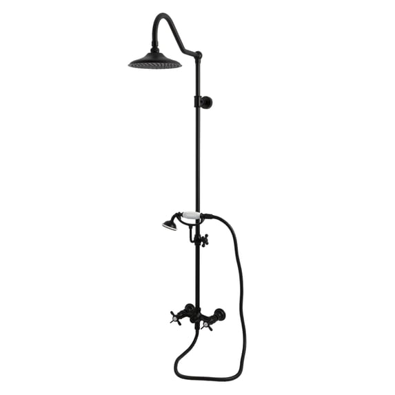 Kingston Brass CCK3660BEX Essx Wall Mount Rain Drop Shower System with Hand Shower, Matte Black