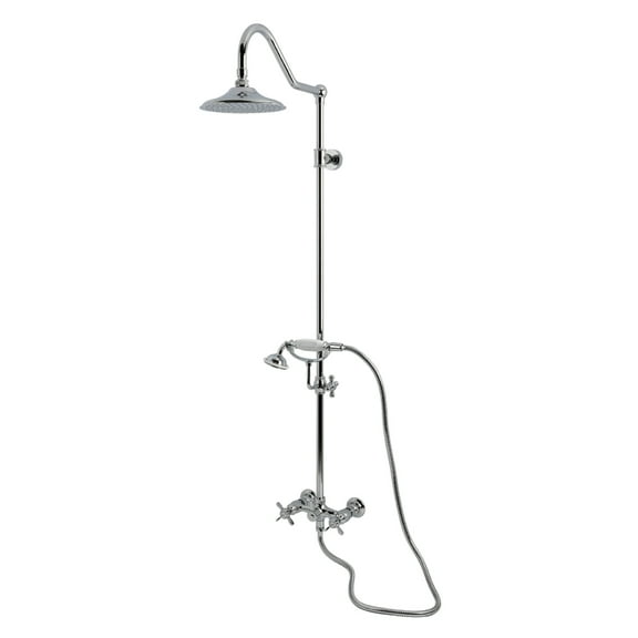 Kingston Brass CCK3661BEX Essx Wall Mount Rain Drop Shower System with Hand Shower, Polished Chrome