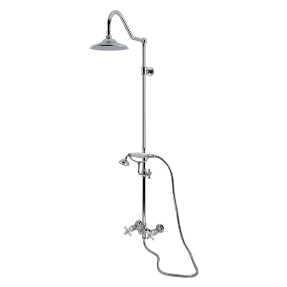 Kingston Brass CCK3661PX Kingston Wall Mount Rain Drop Shower System with Hand Shower, Polished Chrome