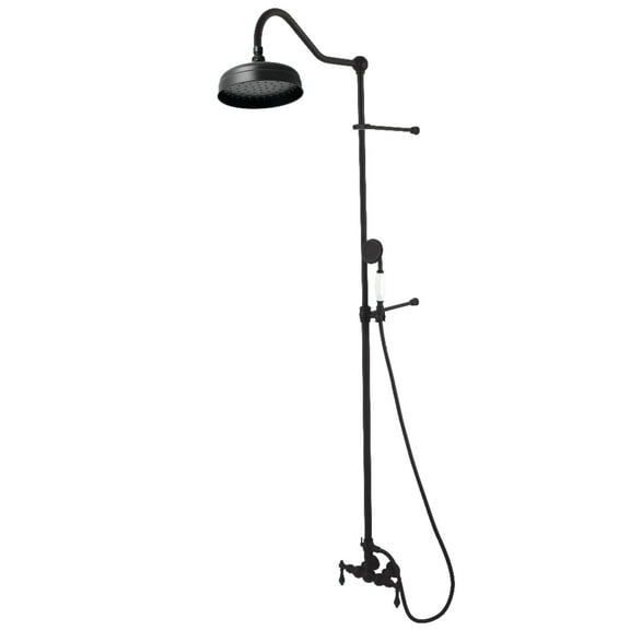Kingston Brass CCK6170 Vintage Tub Wall Mount Rain Drop Shower System with Hand Shower in Matte Black