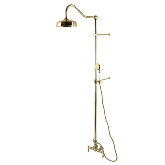 Kingston Brass CCK6177 Vintage Tub Wall Mount Rain Drop Shower System with Hand Shower in Brushed Brass