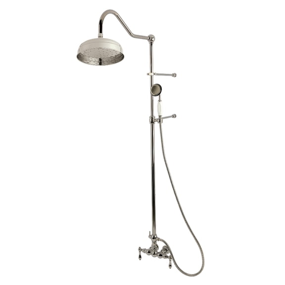 Kingston Brass CCK6176 Vintage Tub Wall Mount Rain Drop Shower System with Hand Shower in Polished Nickel