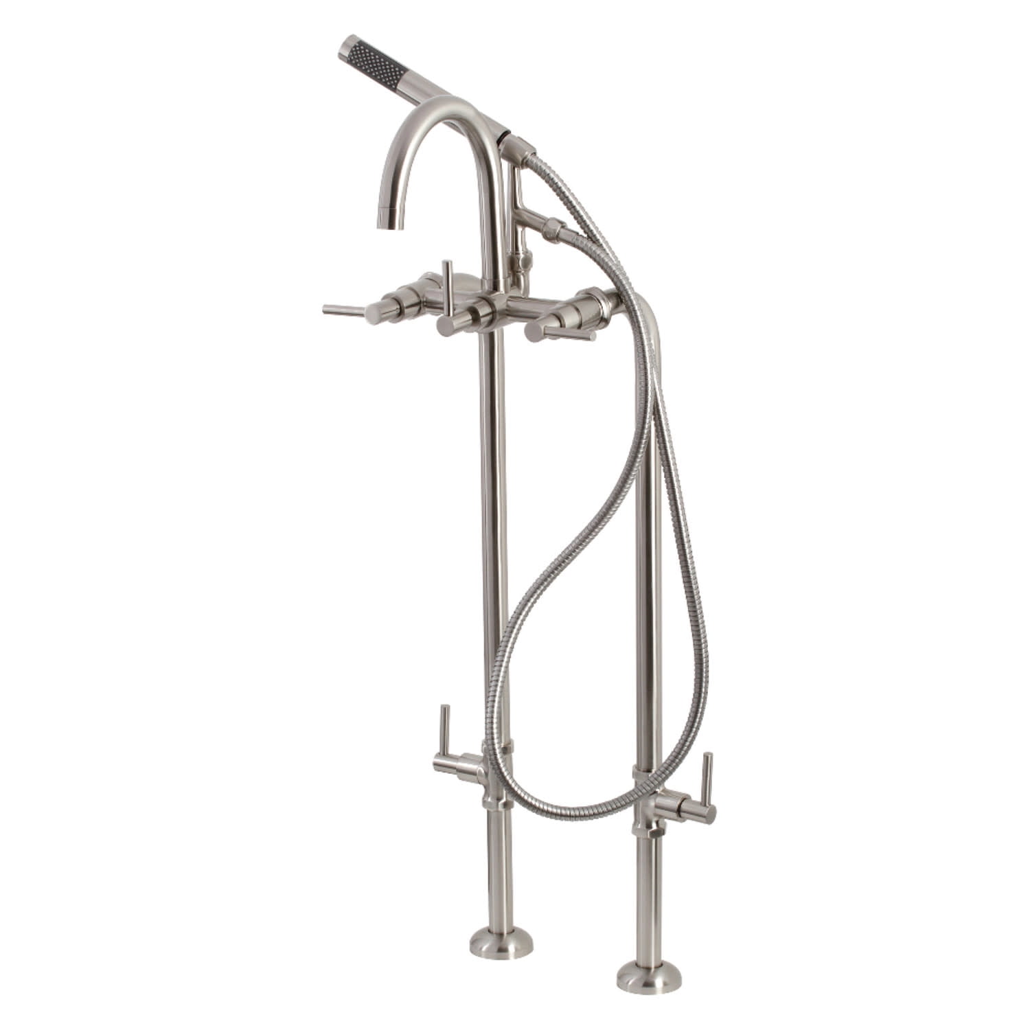 Brushed Nickel Freestanding Tub Faucet with Hand Shower