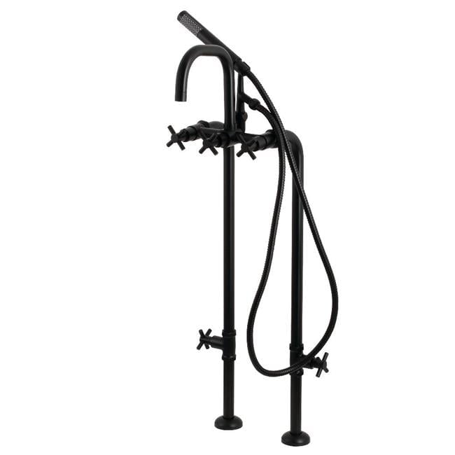 Matte Black Brass Freestanding Tub Faucet with Handshower