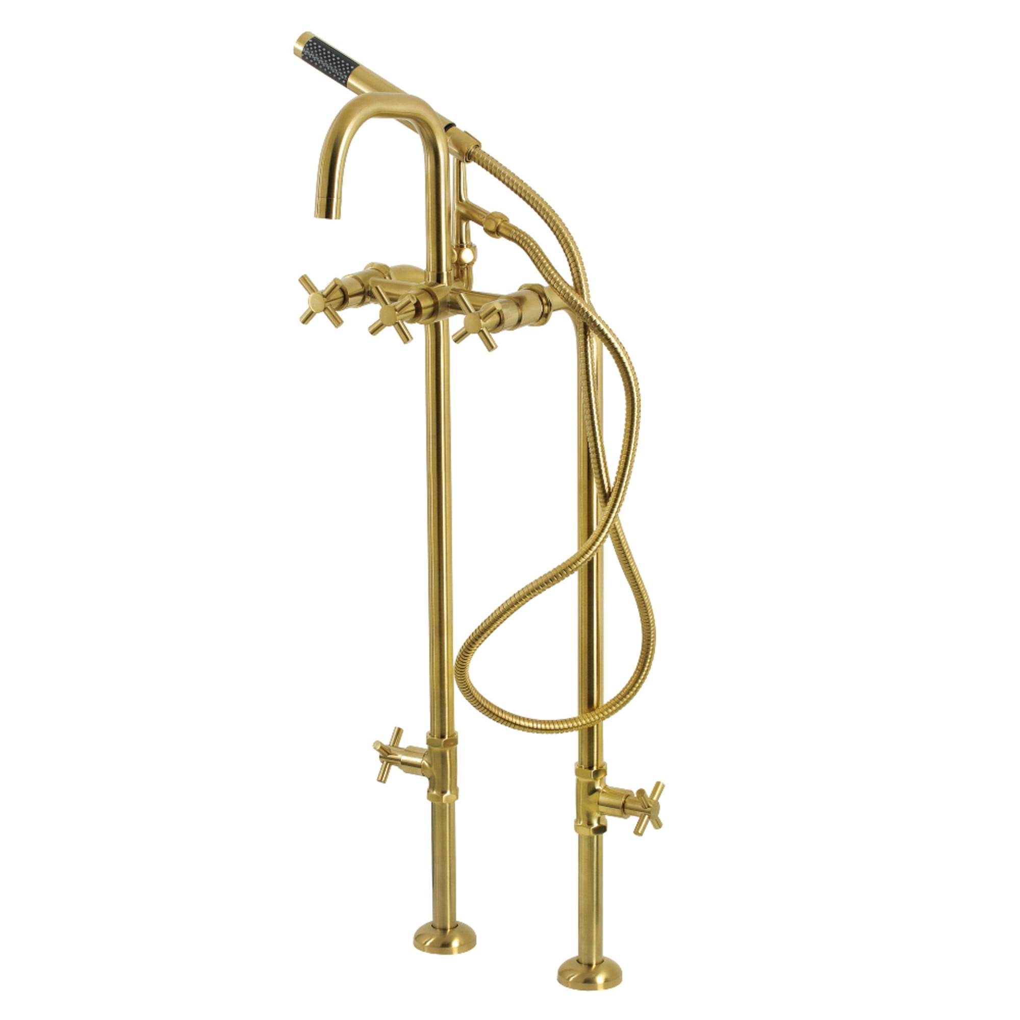 Aqua Vintage CCK8407DX Concord Freestanding Tub Faucet with Supply Line, Stop Valve, Brushed Brass