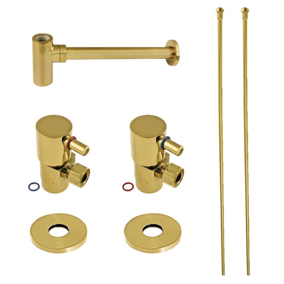 Kingston Brass CD43307DLLKB30 Trimscape Modern Plumbing Sink Trim Kit with Bottle Trap in Brushed Brass