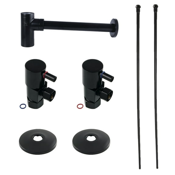 Kingston Brass CD53300DLLKB30 Trimscape Modern Plumbing Sink Trim Kit with Bottle Trap, Matte Black