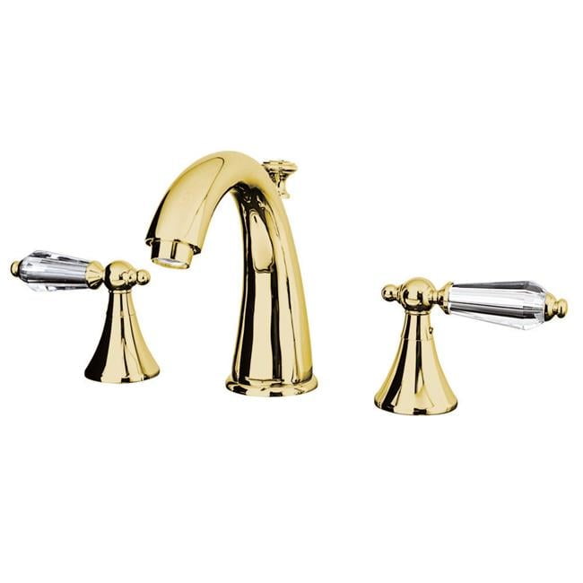 kingston brass ks2972wll wilshire widespread lavatory faucet with crystal lever handle polished brass