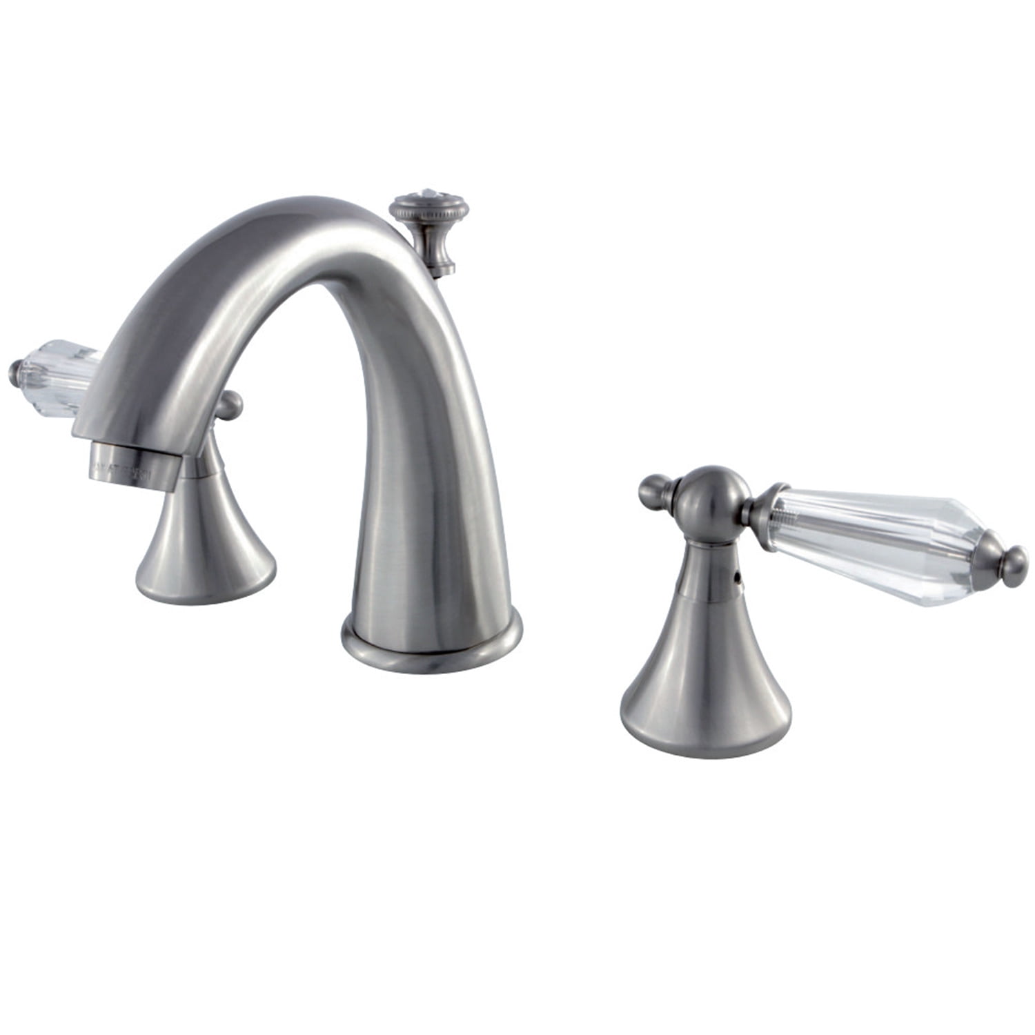 kingston brass ks2978wll widespread lavatory faucet with crystal lever handle, 5-1/2" in spout reach, brushed nickel