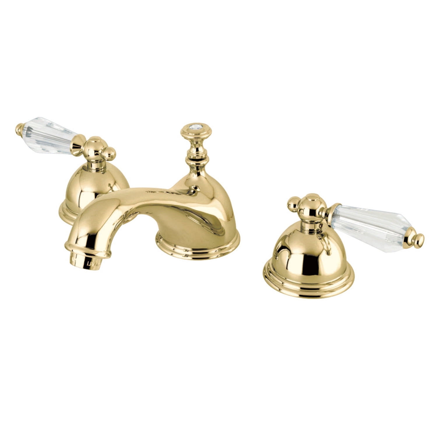 Kingston Brass KS3962WLL Widespread Lavatory Faucet with Crystal Lever Handle, Polished Brass
