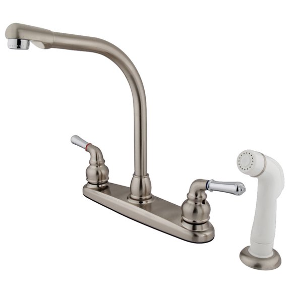 Kingston Brass Centerset Double Handle Kitchen Faucet with Side Spray