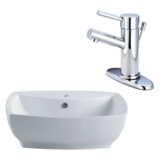 Kingston Brass EV8145KS8421DL Wash Basin and Faucet Combo, White