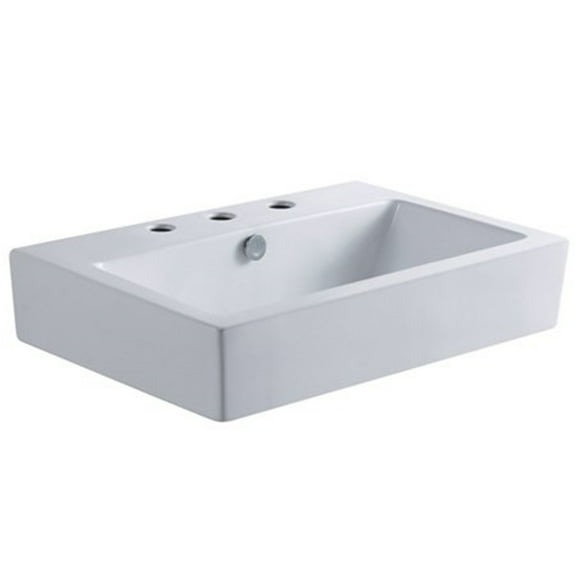 Kingston Brass Clearwater White China Vessel Bathroom Sink with Overflow Holes & 3 Faucet Holes