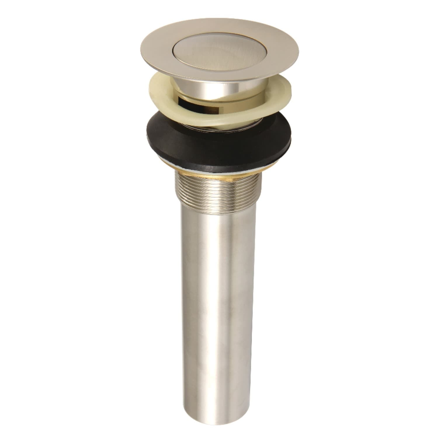 Brushed Nickel Push-Up Bathroom Sink Drain with Overflow