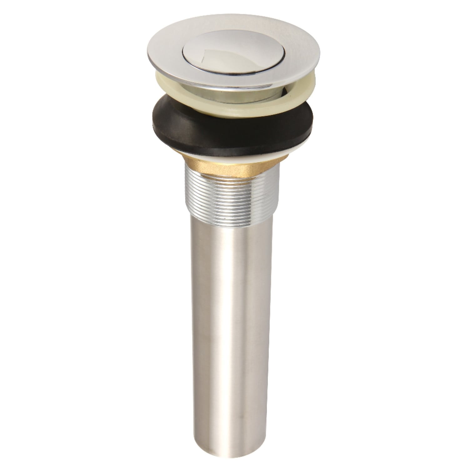 Polished Chrome Brass Push-Up Bathroom Sink Drain with Overflow