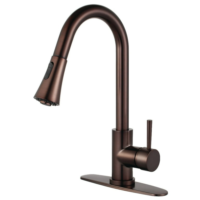 Kingston Brass Concord Oil-Rubbed Bronze 1-Handle Deck-Mount Pull-Down Handle Kitchen Faucet
