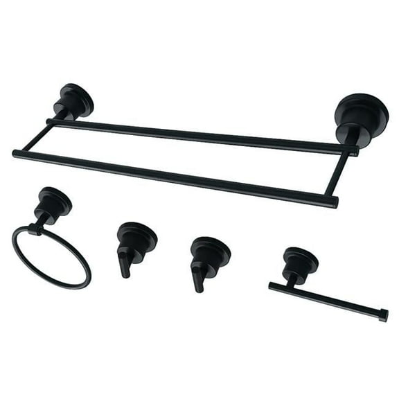 Kingston Brass BAH821318478MB Concord 5-Piece Wall Mount Bathroom Accessory Set, Matte Black