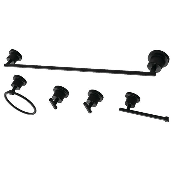 Kingston Brass BAH8230478MB Concord 5-Piece Bathroom Accessory Set, Matte Black