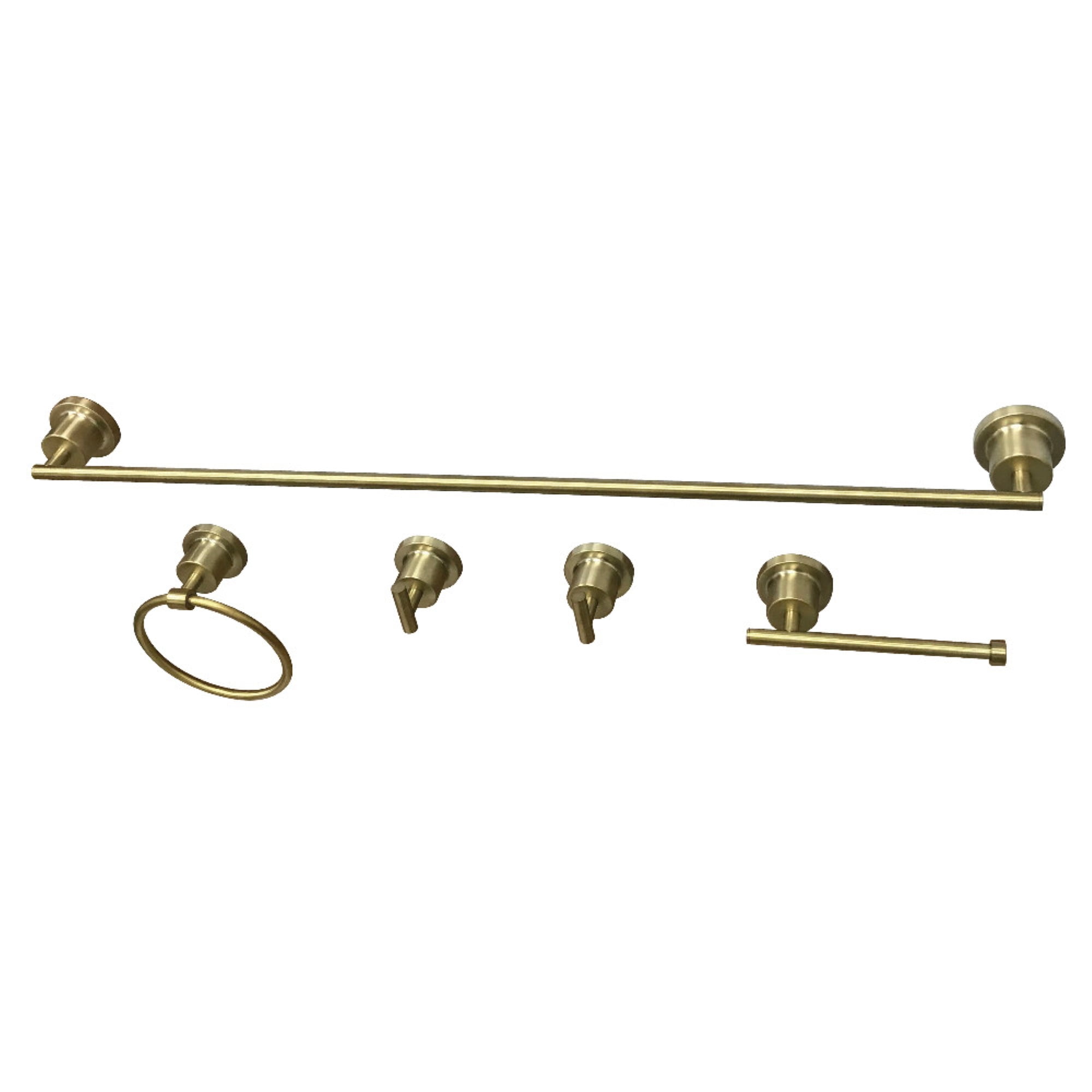 Brushed Brass 5-Piece Bathroom Hardware Set