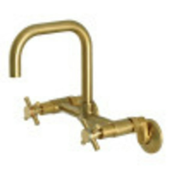 Kingston Brass Concord 8-Inch Adjustable Center Wall Mount Kitchen Faucet, Brushed Brass
