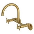 thumbnail image 1 of Kingston Brass Concord 8-Inch Adjustable Center Wall Mount Kitchen Faucet, Brushed Brass, 1 of 5