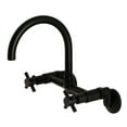 thumbnail image 1 of Kingston Brass Concord 8-Inch Adjustable Center Wall Mount Kitchen Faucet, Matte Black, 1 of 5