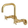 thumbnail image 1 of Kingston Brass Concord 8-Inch Adjustable Center Wall Mount Kitchen Faucet, Polished Brass, 1 of 5