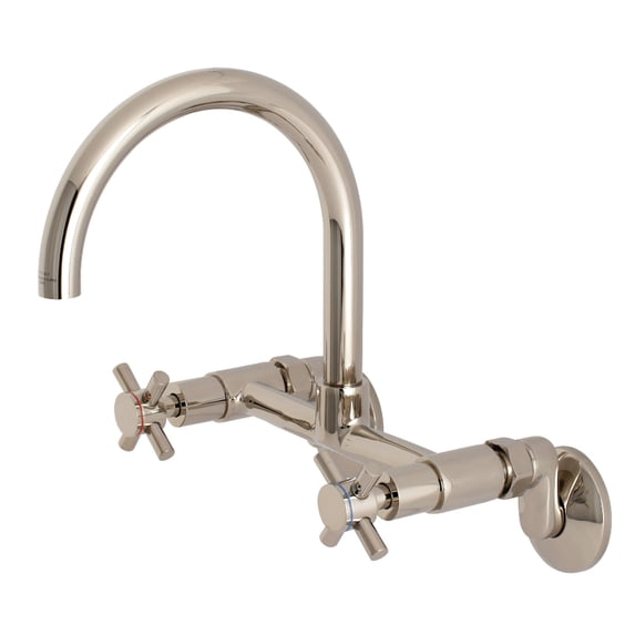 Kingston Brass Concord 8-Inch Adjustable Center Wall Mount Kitchen Faucet, Polished Nickel