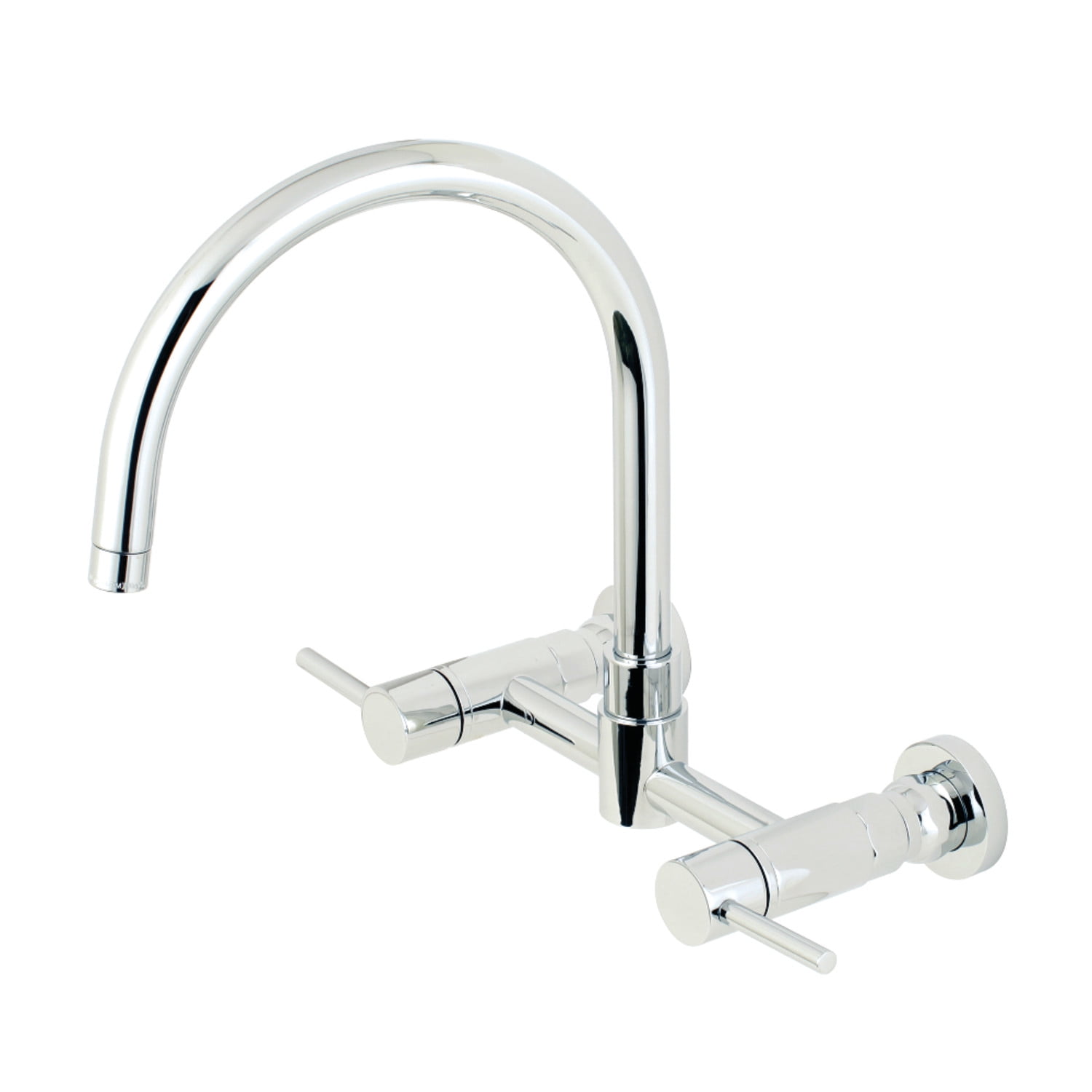 Polished Chrome Wall Mount Kitchen Faucet with Double Handles