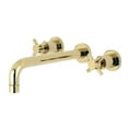 thumbnail image 1 of Kingston Brass KS8022DX Concord Two-Handle Wall Mount Roman Tub Faucet, Polished Brass, 1 of 8