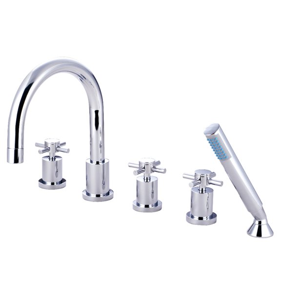 Kingston Brass KS83215DX Concord 5-Piece Roman Tub Faucet with Hand Shower, Polished Chrome