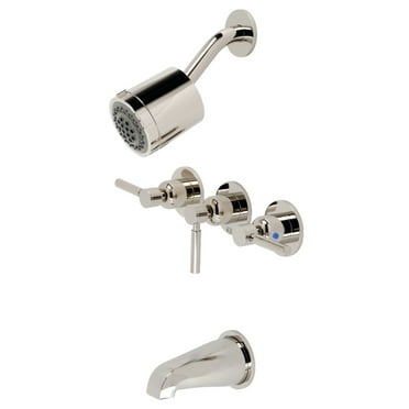 Kingston Brass  Concord Three-Handle Tub and Shower Faucet Polished Nickel Polished