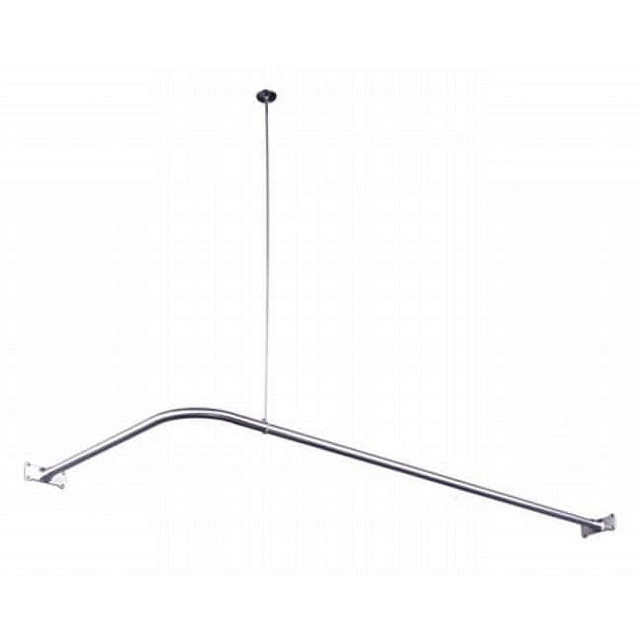 Polished Chrome L-Shaped Corner Shower Rod with Ceiling Support