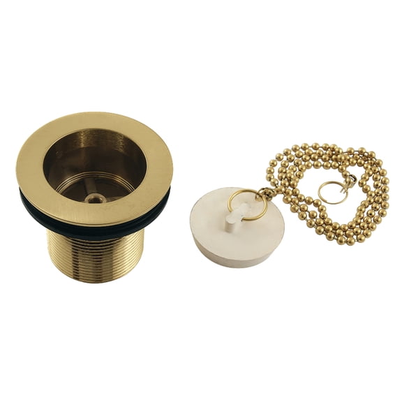 Kingston Brass DSP17SB Chain & Stopper Tub Drain, 1.75 in. Body Thread, Brushed Brass Finish