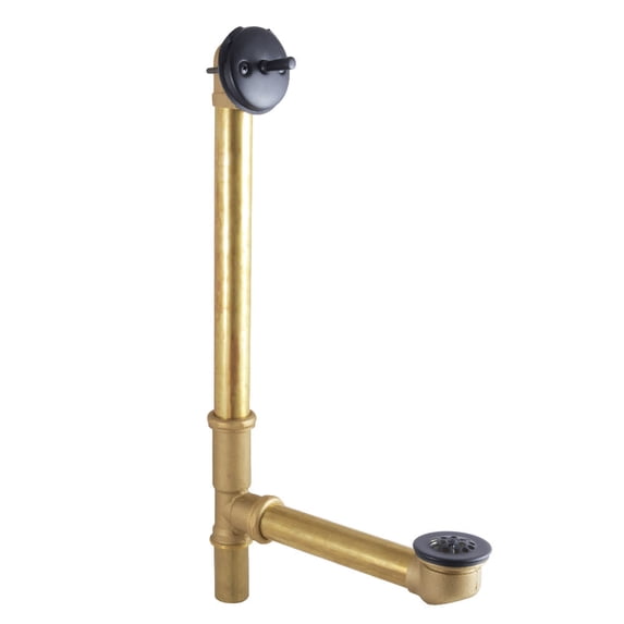 Kingston Brass Trip Lever Waste & Overflow Drain, Model DTL1160MB, Solid Brass, 20-5/8"–18-1/16" L x 3-3/16" W x 12"–11-1/8" H, Black
