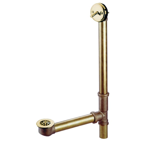 Kingston Brass DTL1182 23-Inch Standard Mount Trip Lever Tub Waste and Overflow with Grid Strainer in Polished Brass