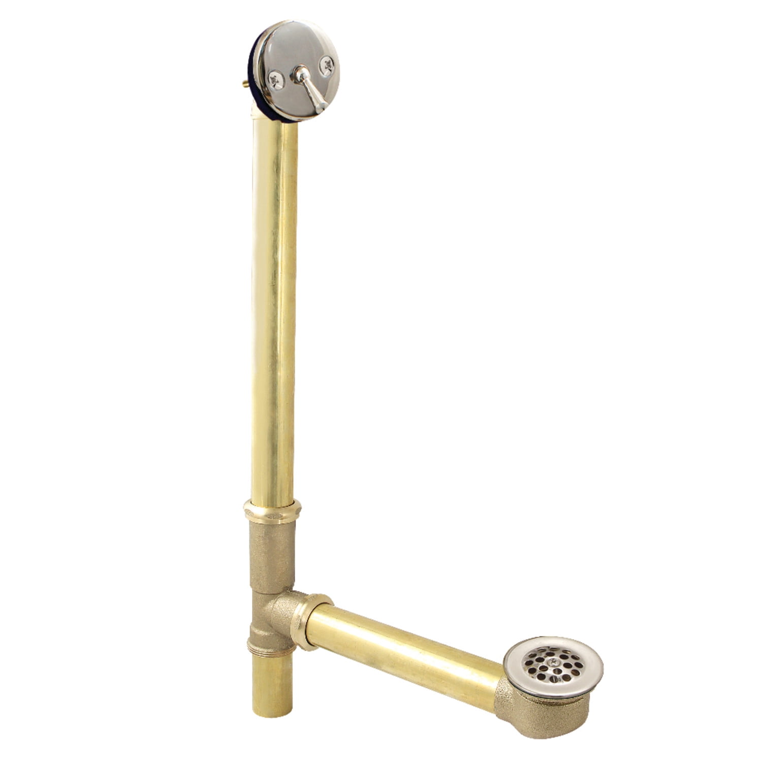 Kingston Brass DTL1206 25-Inch Trip Lever Waste and Overflow with Grid, 20 Gauge, Polished Nickel