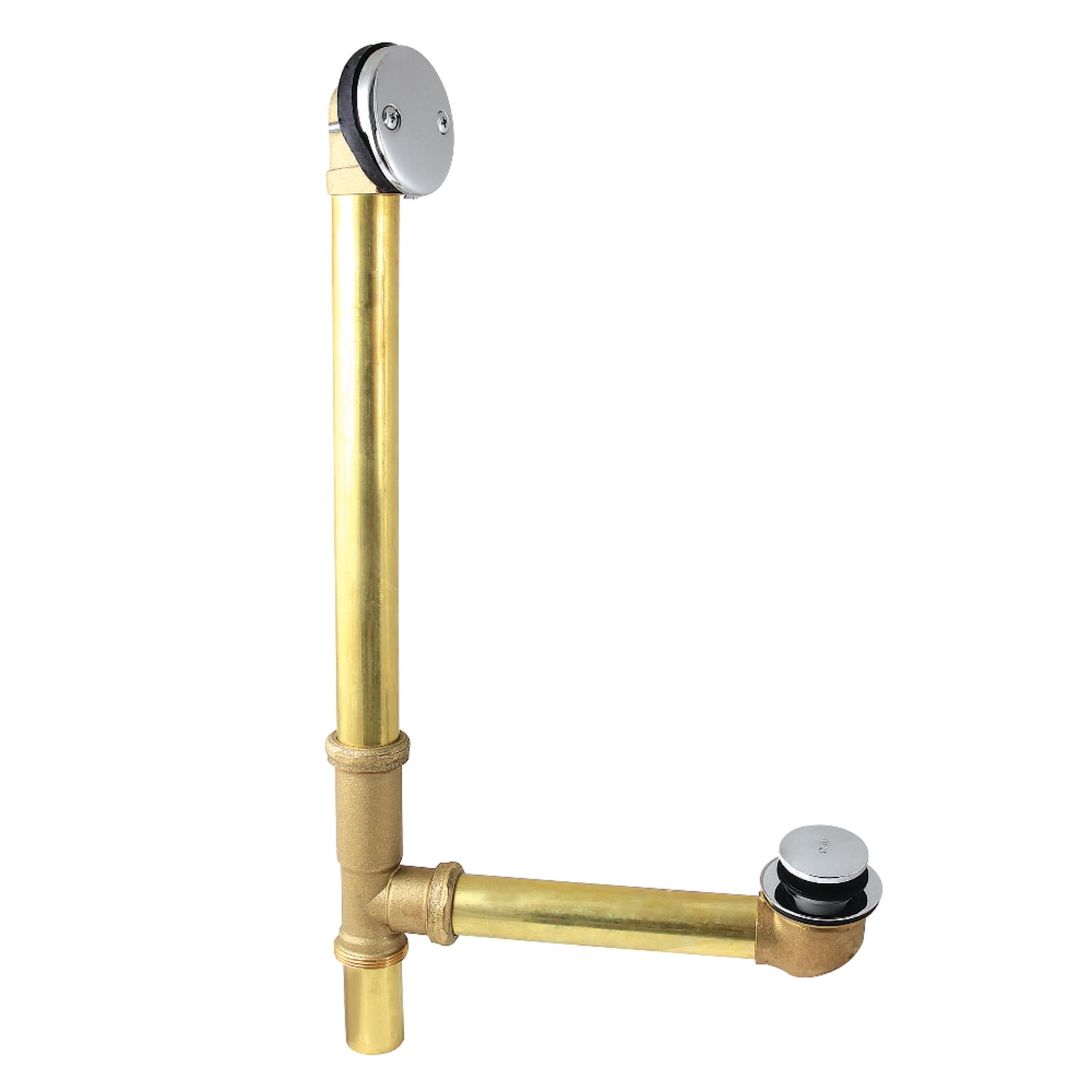 21" Polished Chrome Brass Bathtub Waste and Overflow Drain