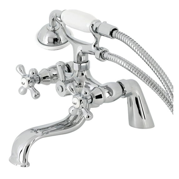 Kingston Brass Deck Mount Clawfoot Tub Faucet with Hand Shower Polished Chrome Polished