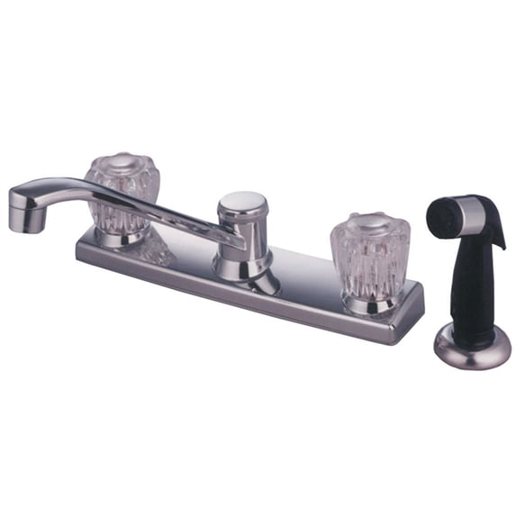 Kingston Brass GKB122 GKB122 Water Saving Americana Centerset Kitchen Faucet with Acrylic Handle and Side Sprayer, Chrome