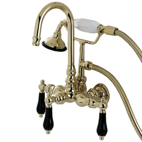 Kingston Brass AE7T2PKL Duchess Wall Mount Clawfoot Tub Faucet, 4-9/16", Polished Brass