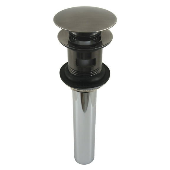 Kingston Brass EV600VN Push Pop-Up Drain with Overflow Hole, 22 Gauge, Black Stainless